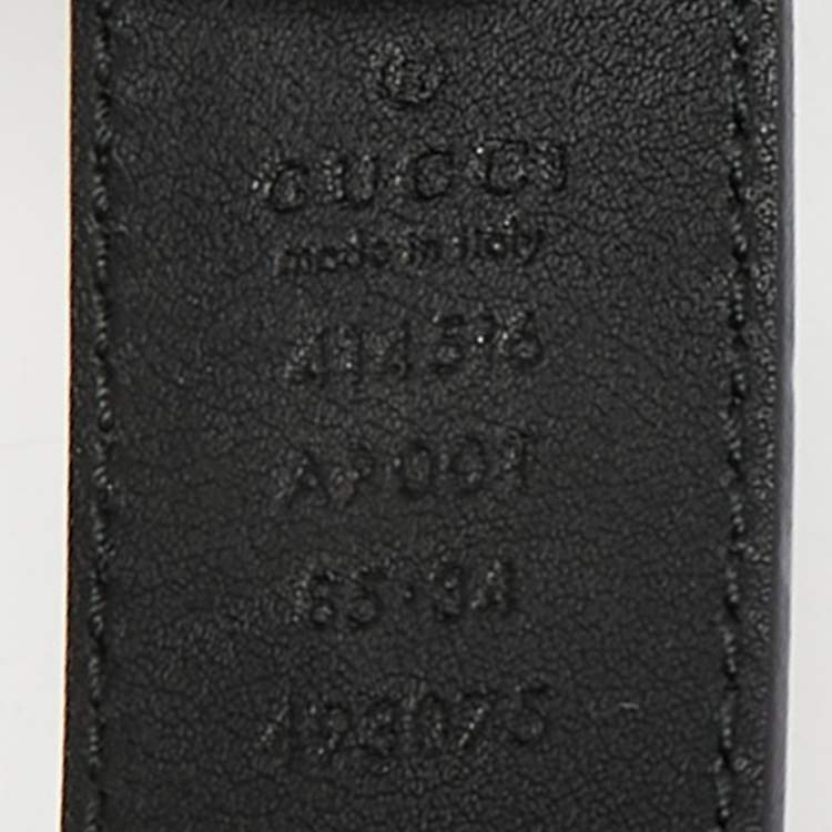 Pre Owned Gucci Black Leather Interlocking G Buckle Belt 85CM