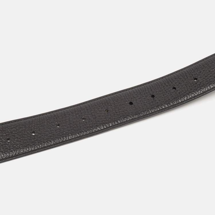 مملوكة مسبقًا Gucci Black Leather GG Marmont Buckle Belt 95CM