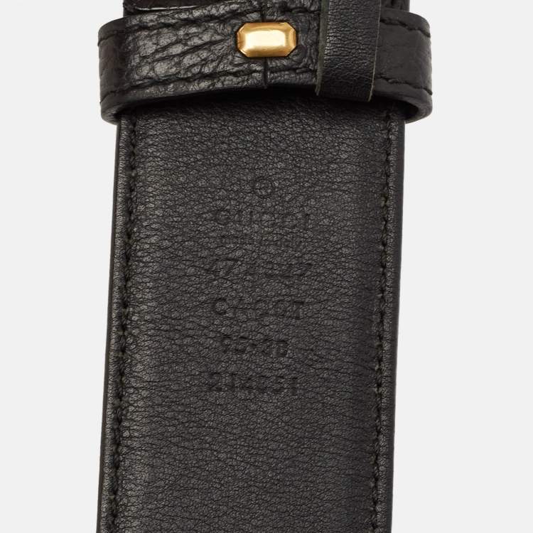 مملوكة مسبقًا Gucci Black Leather GG Marmont Buckle Belt 95CM