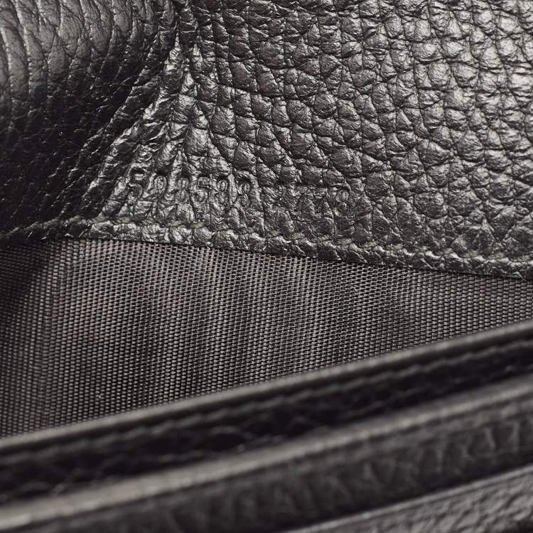 Pre Owned Gucci Black Leather GG Marmont Passport Holder