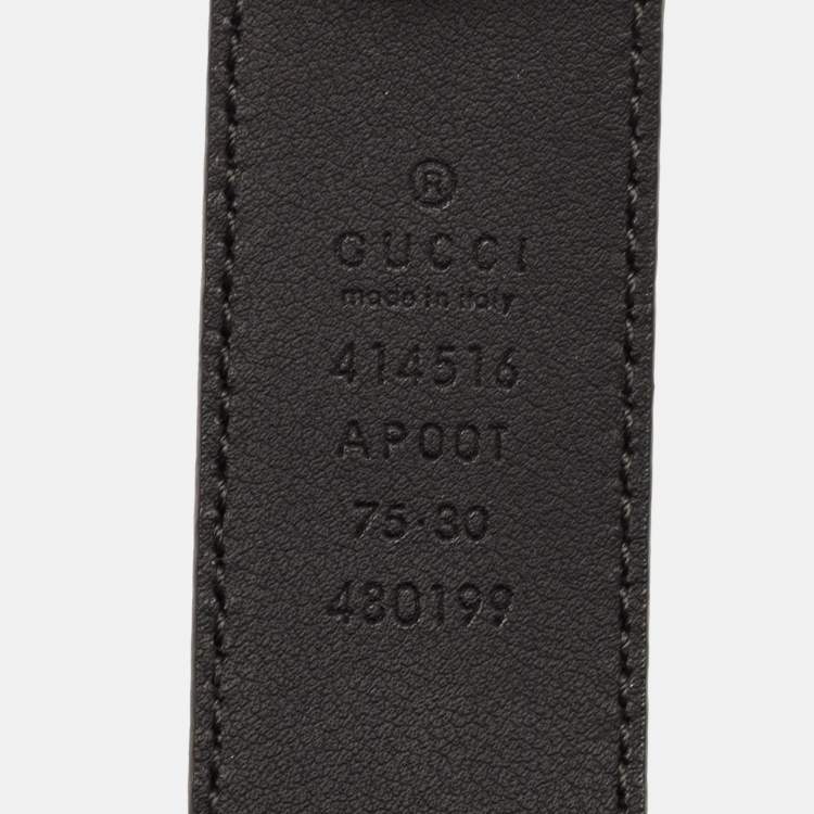 Pre Owned Gucci Black Leather GG Marmont Buckle Belt 75 CM