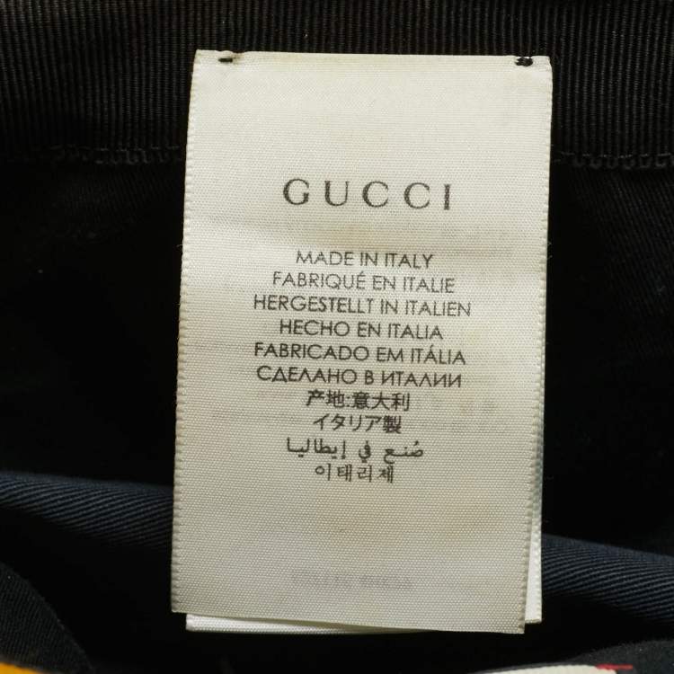 Pre Owned Gucci Yellow Logo Leather Applique GG Canvas Bucket Hat