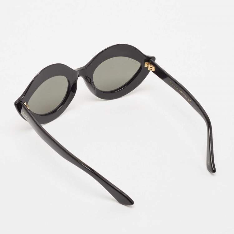 Pre Owned Gucci Black GG0085S Lip Cat Eye Sunglasses