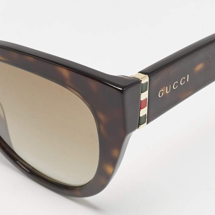 Pre Owned Gucci Tortoise Brown Gradient GG0460S Web Cat Eye Sunglasses