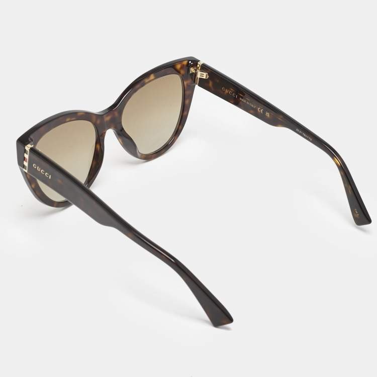 Pre Owned Gucci Tortoise Brown Gradient GG0460S Web Cat Eye Sunglasses