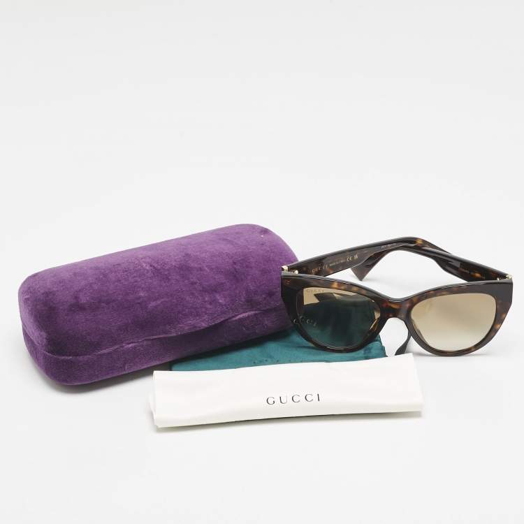 Pre Owned Gucci Tortoise Brown Gradient GG0460S Web Cat Eye Sunglasses