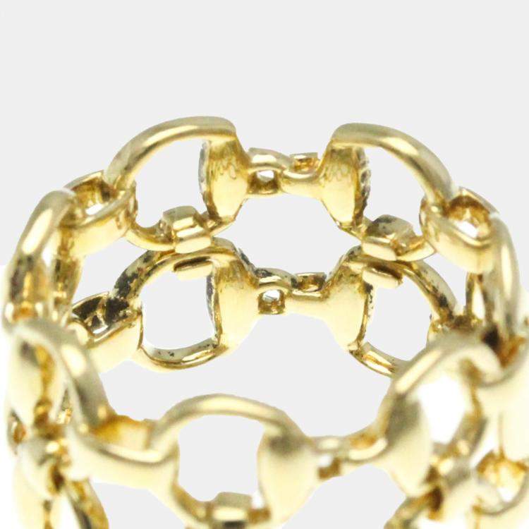 Pre Owned Gucci 18K Yellow Gold Horsebit Band Ring EU 53
