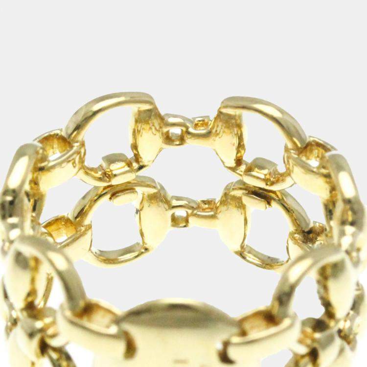 Pre Owned Gucci 18K Yellow Gold Horsebit Band Ring EU 53