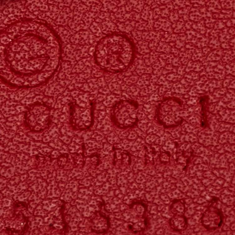 Pre Owned Gucci Red Leather Interlocking G Buckle Belt Size 80CM