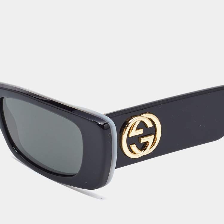 Pre Owned Gucci Black GG0516S Interlocking G Rectangle Sunglasses