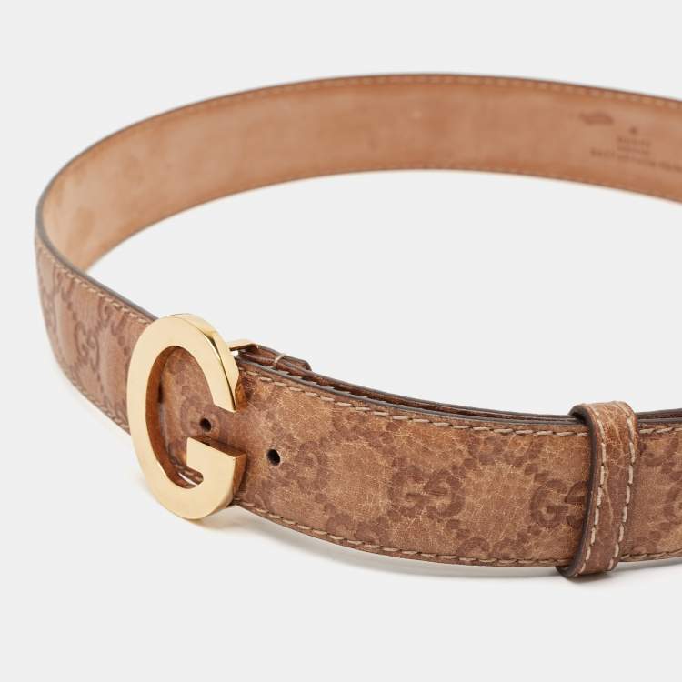 Pre Owned Gucci Brown Guccissima Leather G Buckle Belt 90CM