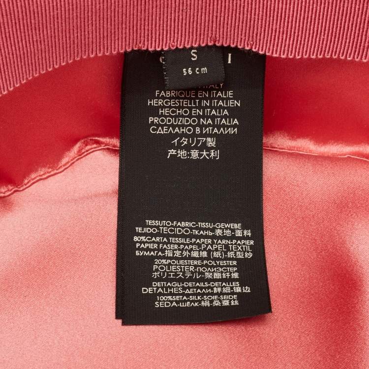 Pre Owned Gucci Brown Silk Scarf Trim Straw Hat S