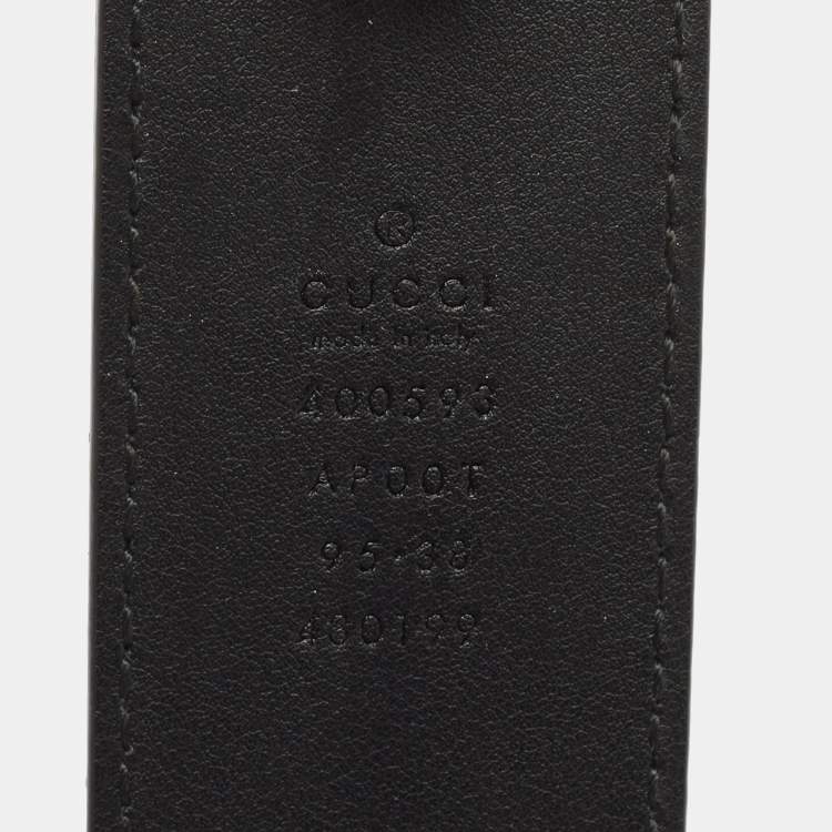 Pre Owned Gucci Black Leather GG Marmont Wide Buckle Belt 95CM