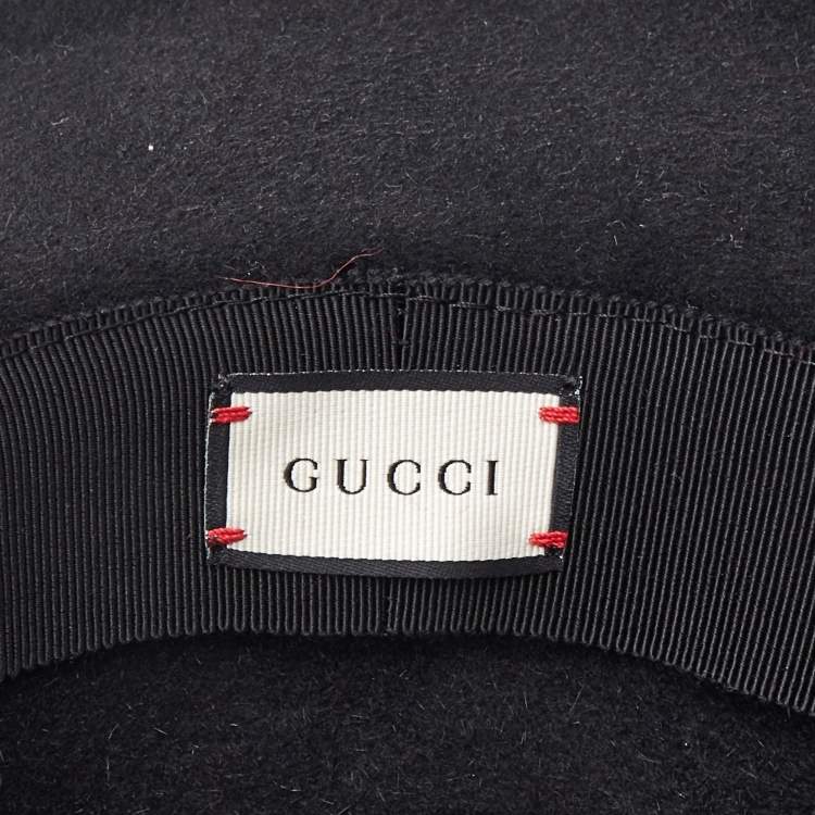 Pre Owned Gucci Black Rabbit Felt Wide Brim Hat M