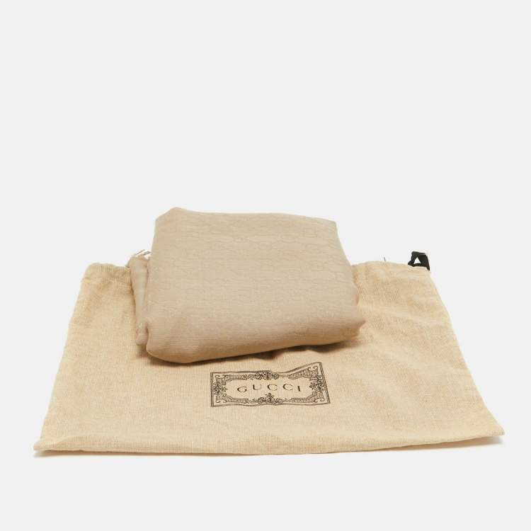 Pre Owned Gucci Beige GG Jacquard Silk Blend Scarf