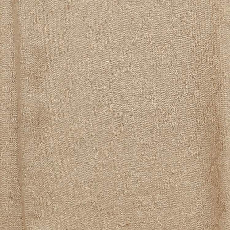 Pre Owned Gucci Beige GG Jacquard Silk Blend Scarf