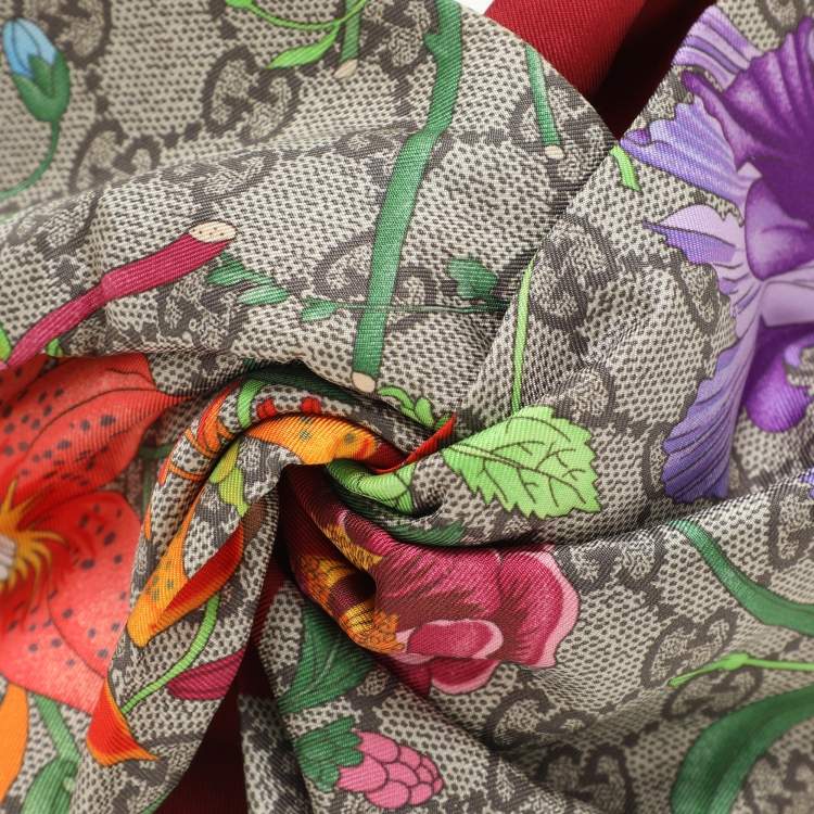 Pre Owned Gucci Multicolor Flora Print Silk Headband