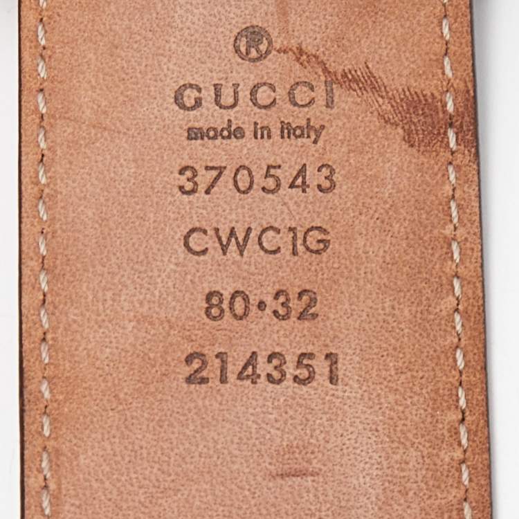 Pre Owned Gucci Green Guccissima Leather Interlocking G Buckle Belt 80CM