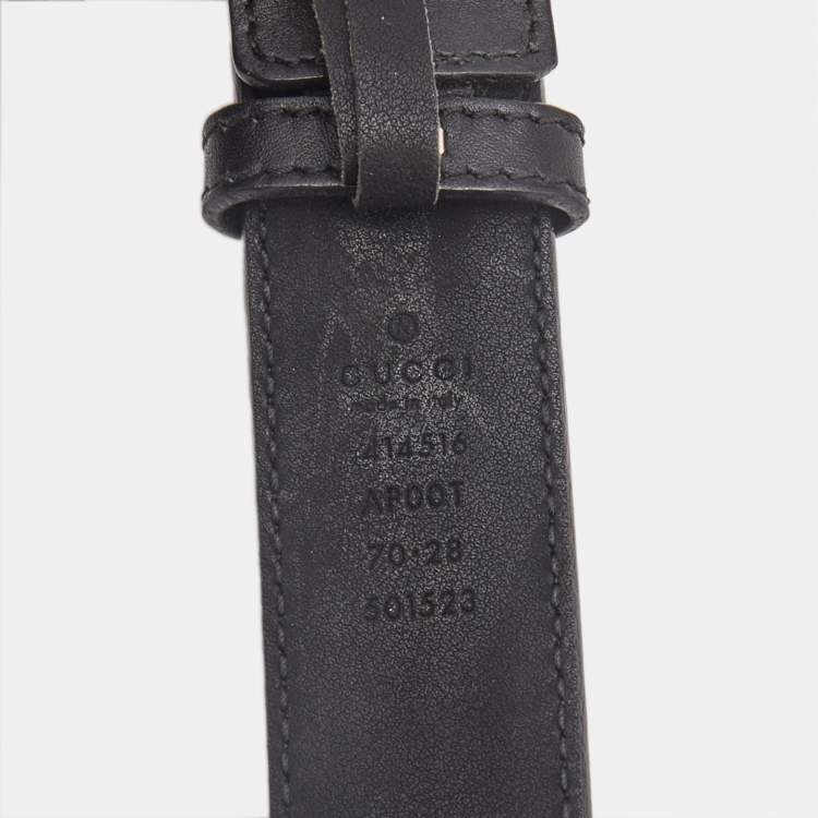 Pre Owned Gucci Black Leather GG Marmont Buckle Belt 70CM