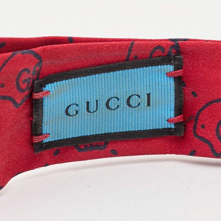 Pre Owned Gucci Red GG Hamlet Silk Duchesse Headband