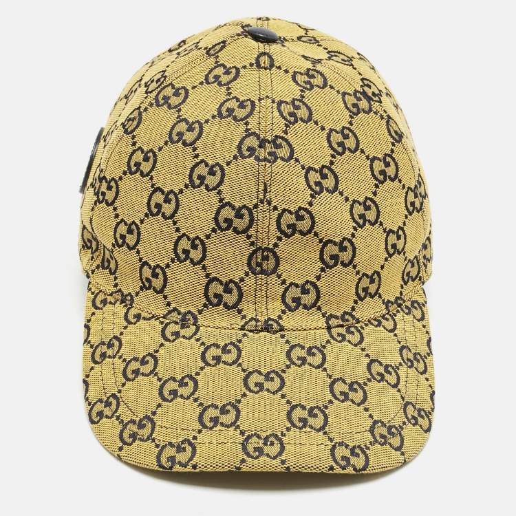 Pre Owned Gucci Yellow GG Canvas Baseball Cap S