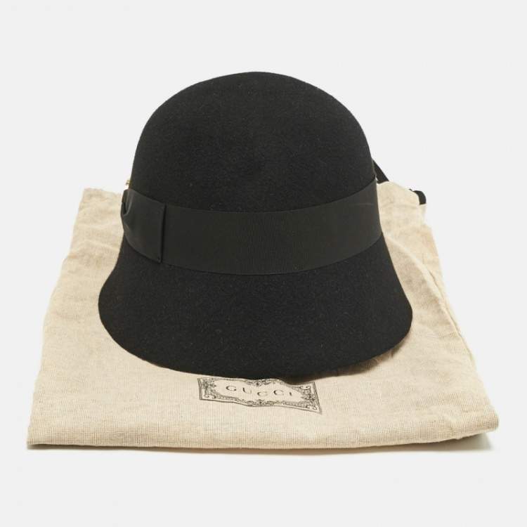 Pre Owned Gucci Black Rabbit Felt GG Bucket Hat M