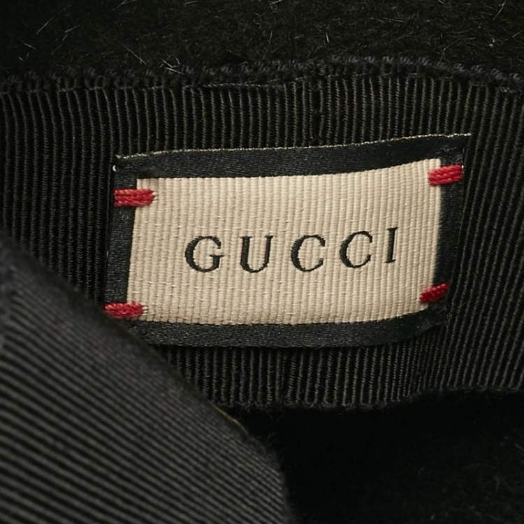 Pre Owned Gucci Black Rabbit Felt GG Bucket Hat M