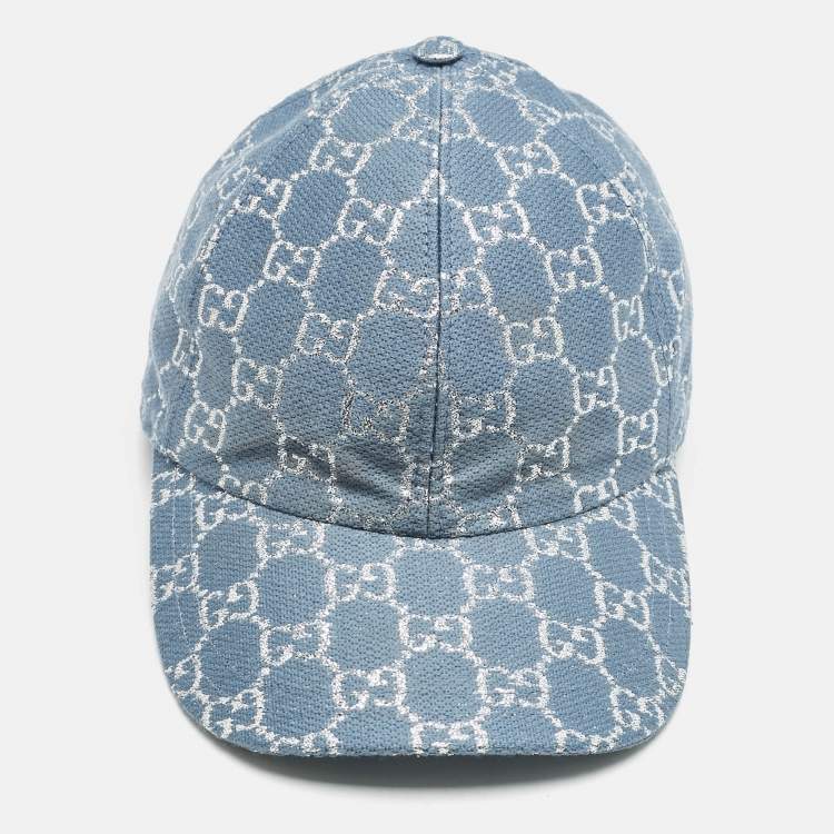 Pre Owned Gucci Blue GG Lamé Baseball Cap S