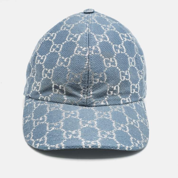Pre Owned Gucci Blue GG Lamé Baseball Cap S
