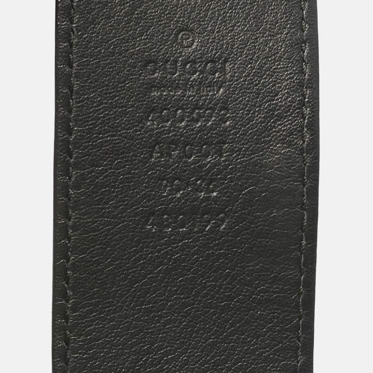 Pre Owned Gucci Black Leather GG Marmont Buckle Belt 90 CM