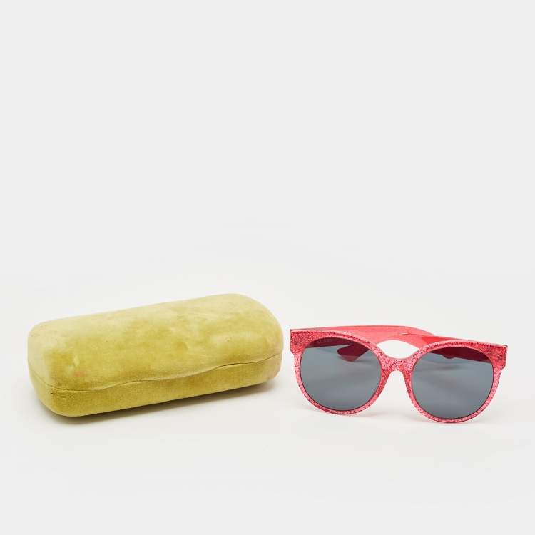 Pre Owned Gucci Pink/Black GG0035SA Interlocking G Oversized Sunglasses