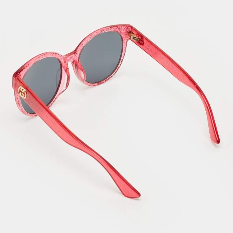 Pre Owned Gucci Pink/Black GG0035SA Interlocking G Oversized Sunglasses