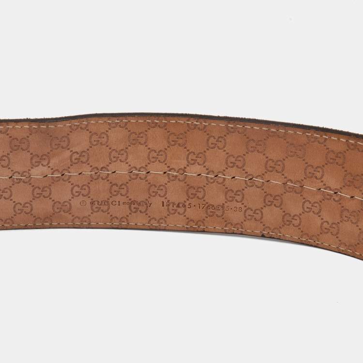 Pre Owned Gucci Brown Suede Wide Buckle Belt 95 CM