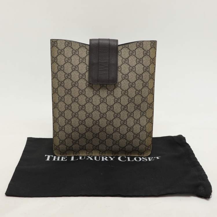 مملوكة مسبقًا Gucci Beige/Ebony GG Coated Canvas iPad Case