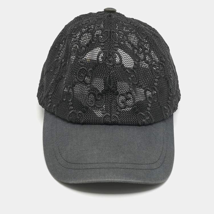 Pre Owned Gucci Black GG Mesh Baseball Cap S