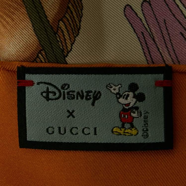 Pre Owned Gucci x Disney Yellow/Ivory Printed Silk Square Scarf