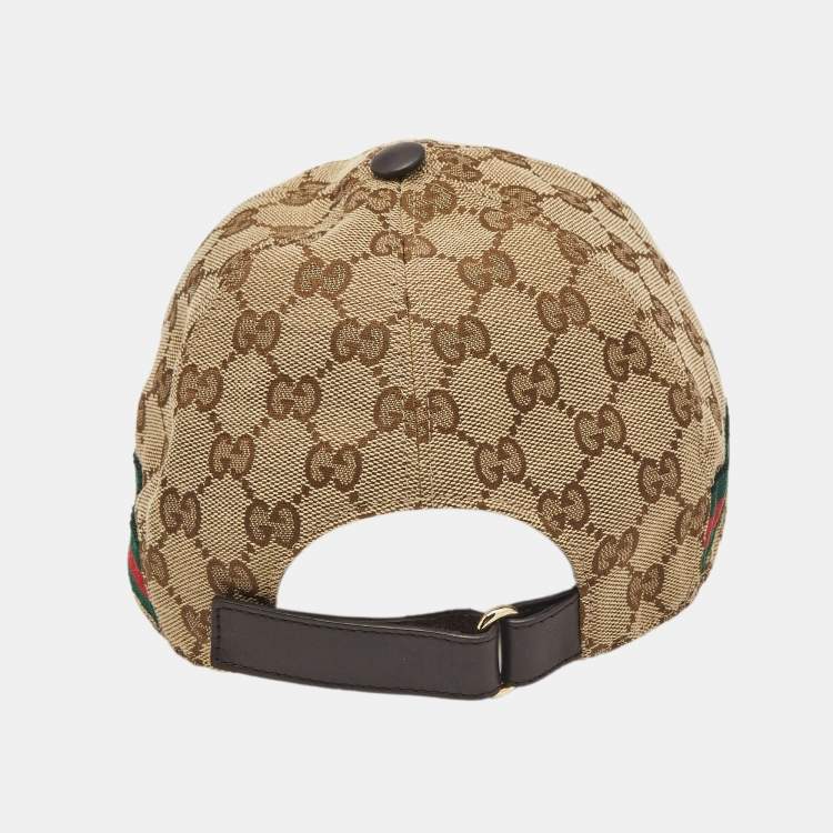 Pre Owned Gucci Beige GG Supreme Canvas Baseball Cap S
