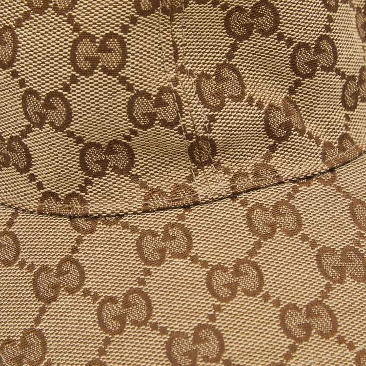 Pre Owned Gucci Beige GG Supreme Canvas Baseball Cap S