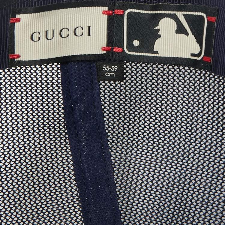 Pre Owned Gucci x NY Yankees Navy Blue GG Floral Applique Baseball Cap M