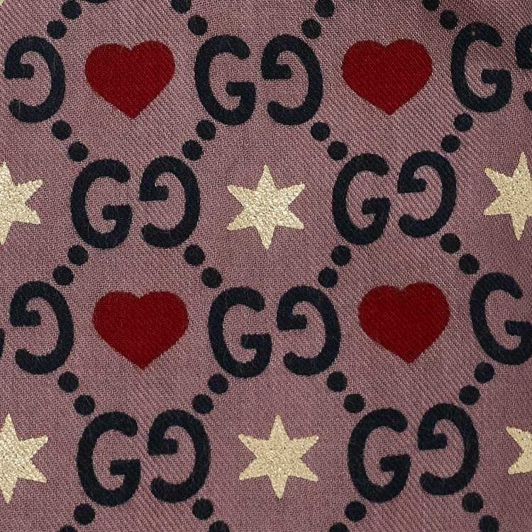 مملوكة مسبقًا Gucci Pink Heart Horsebit Modal Scarf