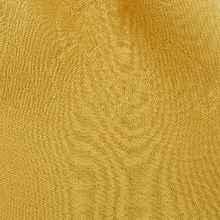 Pre Owned Gucci Yellow GG Jacquard Silk Blend Scarf