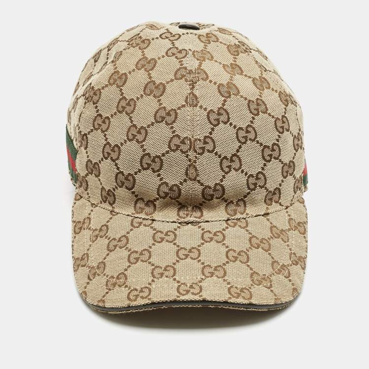 Pre Owned Gucci Beige GG Canvas Baseball Cap M