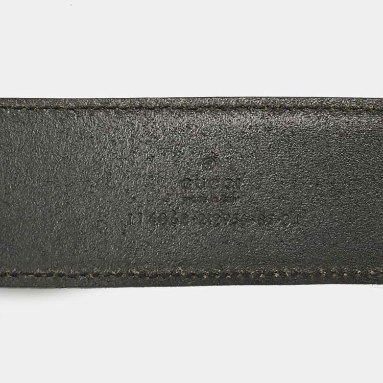 Pre Owned  Gucci Black Leather Metal Bamboo Interlocking G Buckle Belt 85CM