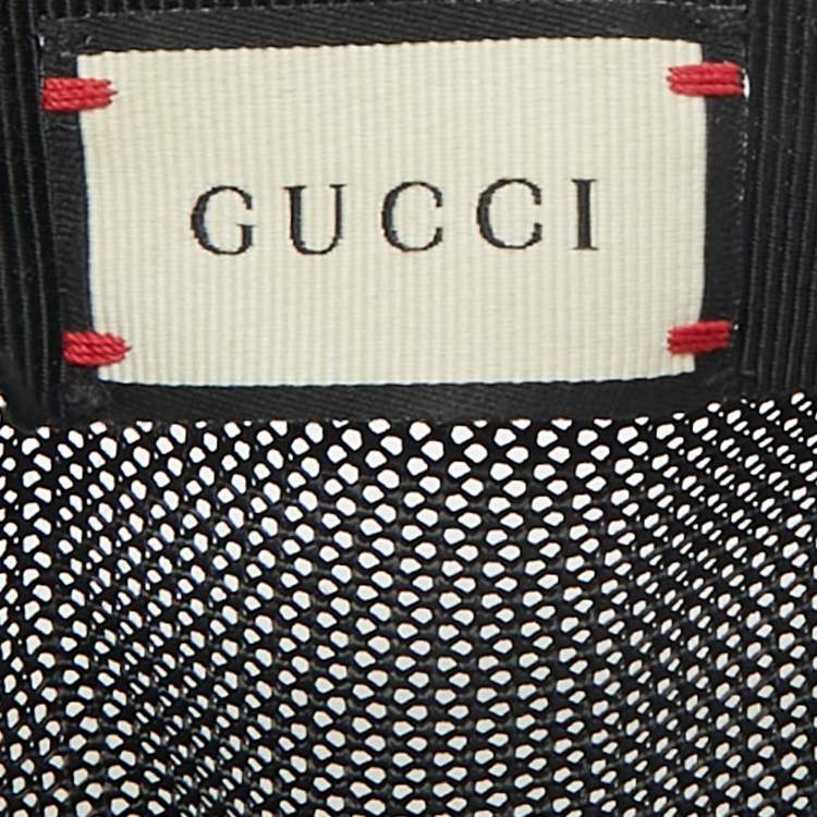 Pre Owned Gucci Black Vintage Logo Leather and Mesh Baseball Cap S
