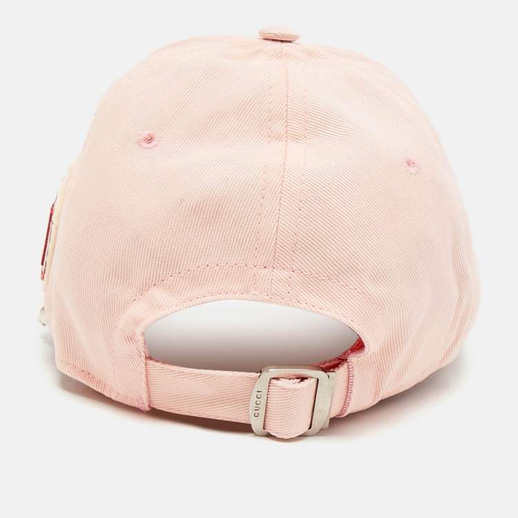 Pre Owned Gucci x NY Yankees Pink Cotton Drill Patch Detail Baseball Cap M