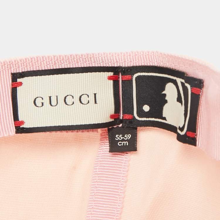 Pre Owned Gucci x NY Yankees Pink Cotton Drill Patch Detail Baseball Cap M