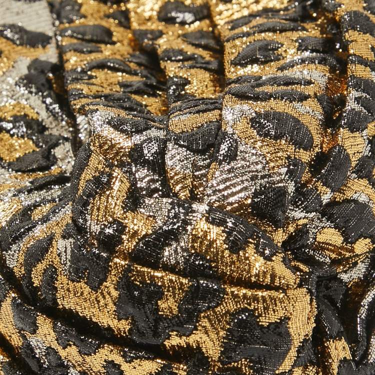 Pre Owned Gucci Metallic Leopard Pattern Lamé Turban Headband M