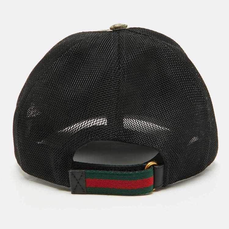 Pre Owned Gucci Beige/Black Tiger Print GG Supreme Canvas & Mesh Baseball Cap M