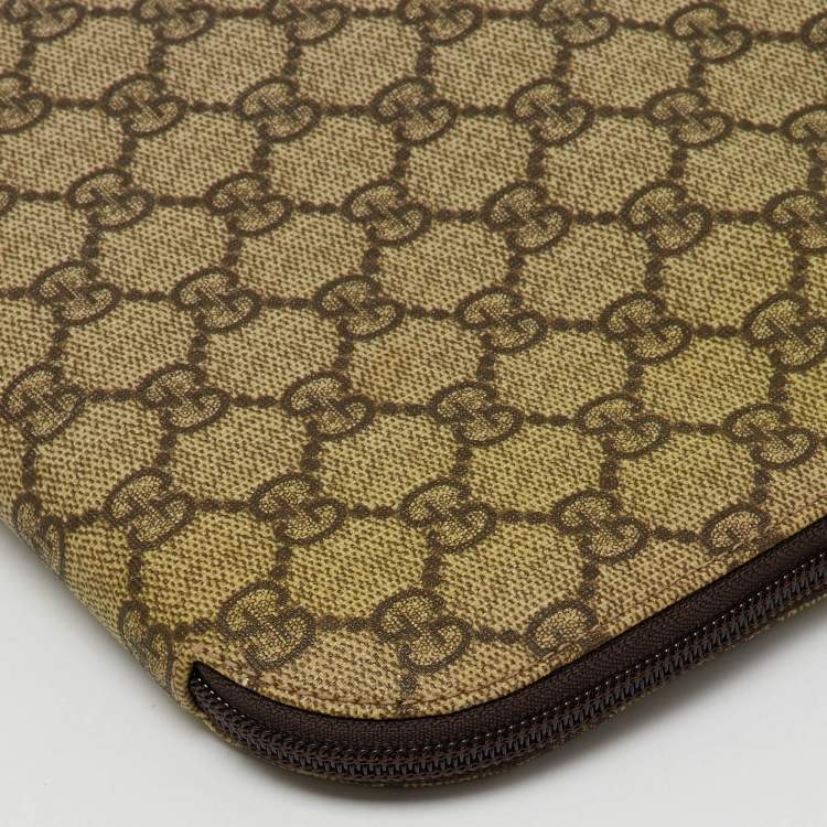 Pre Owned Gucci Beige/Brown GG Supreme Canvas Laptop Case