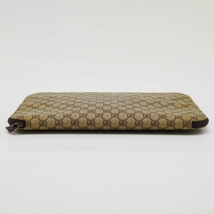 Pre Owned Gucci Beige/Brown GG Supreme Canvas Laptop Case